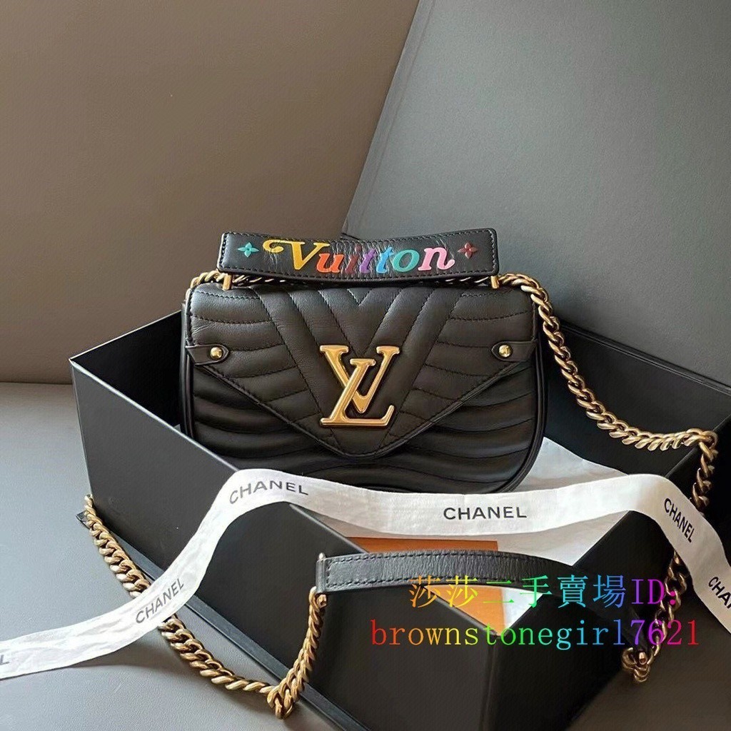 LV 路易威登 NEW WAVE 小牛皮 鏈條包 單肩包 斜挎包 M63929 女款 黑色