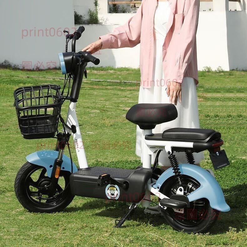 新國標電動車學生兩輪電瓶車家用電動自行車小型代步帶電單車包郵print0602