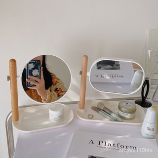 🔥 臺灣熱賣 🔥化妝鏡ins風高清雙麵鏡便攜式桌麵傢用可收納學生梳妝鏡子少女心 R8KM
