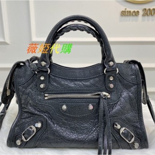 Balenciaga巴黎世家 黑色 Mini City 迷你 銀釦 網狀皮邊 機車包 300295 二手奢品