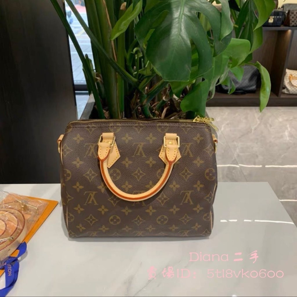 二手精品 LV 路易威登 SPEEDY 25 肩帶款 波士頓包 枕頭包 手提包 斜背包 M41113