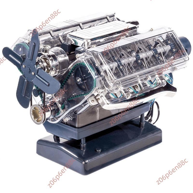 🔥電子發票🔥今日上新#迷你發動機模型 V8仿真八缸引擎可動DIY拼裝玩具汽車模生日禮物