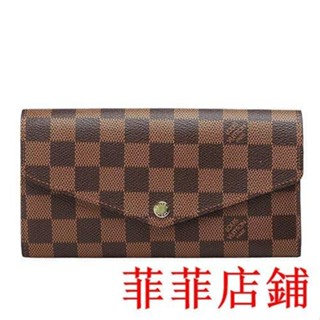 菲菲二手/LV Damier SARAH 棋盤格 16卡 信封式 翻蓋 發財 長夾 N63209