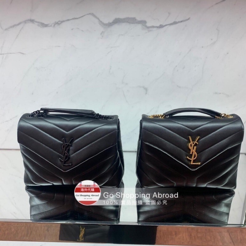 二手YSL SAINT LAURENT LOULOU小號Y形絎縫小牛皮鏈條包 斜背包斜挎包單肩包側背包手提包