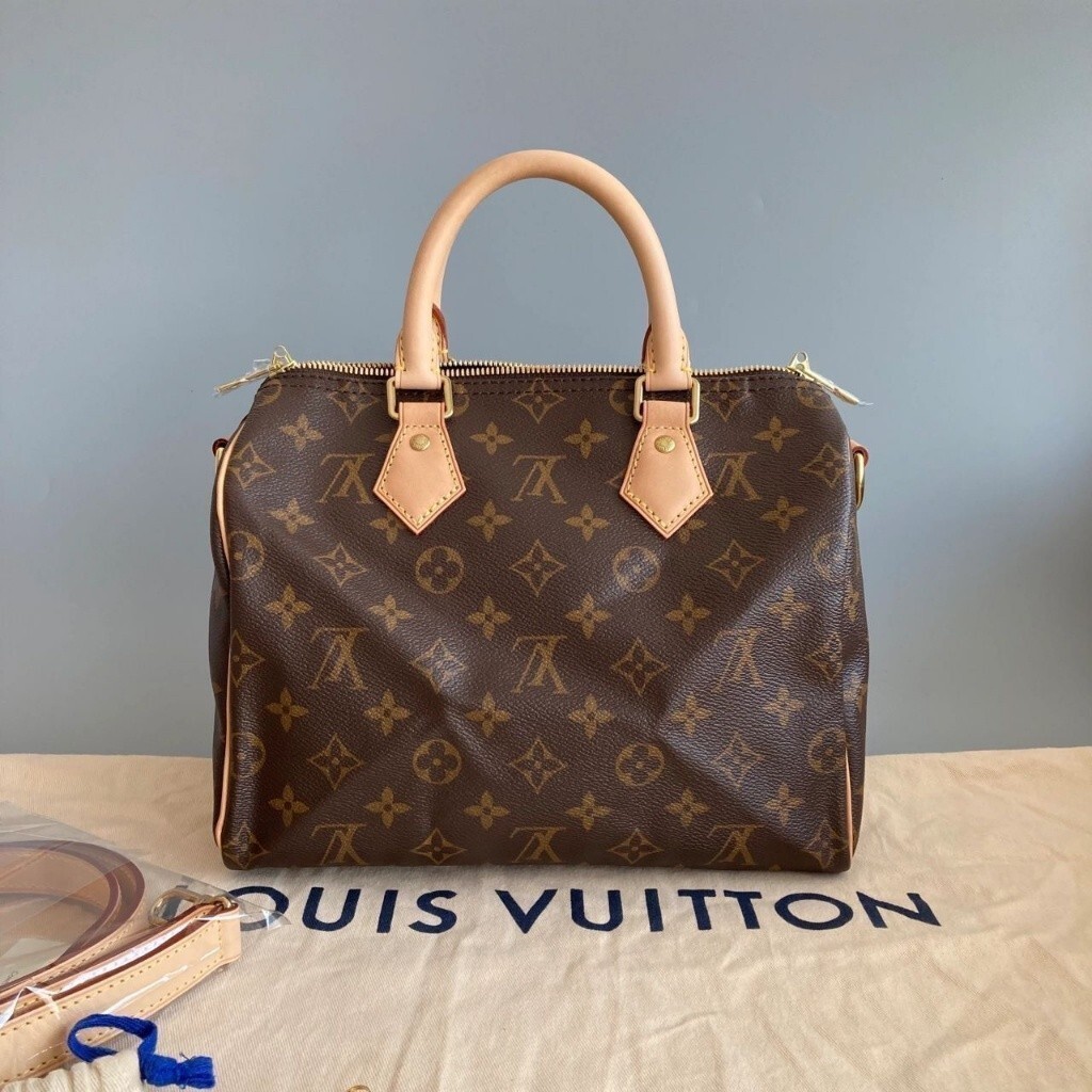 二手全新精品 LV 路易威登 SPEEDY 25 經典老花 波士頓包 枕頭包 斜挎包 肩背包 手提包 M41113 實拍