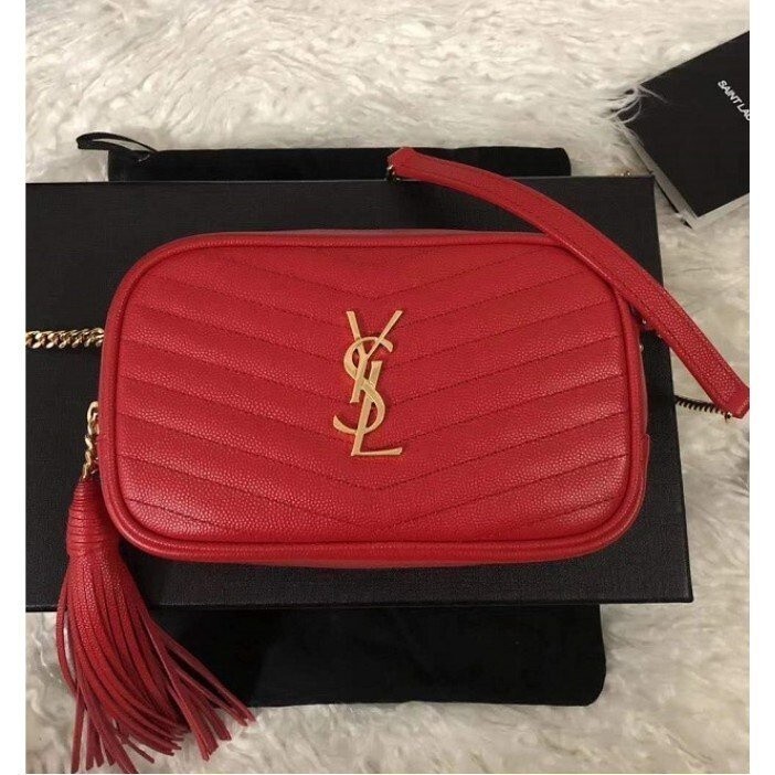 二手 Saint Laurent (聖羅蘭) YSL slp 全皮 魚子醬 流蘇 相機包 斜背包