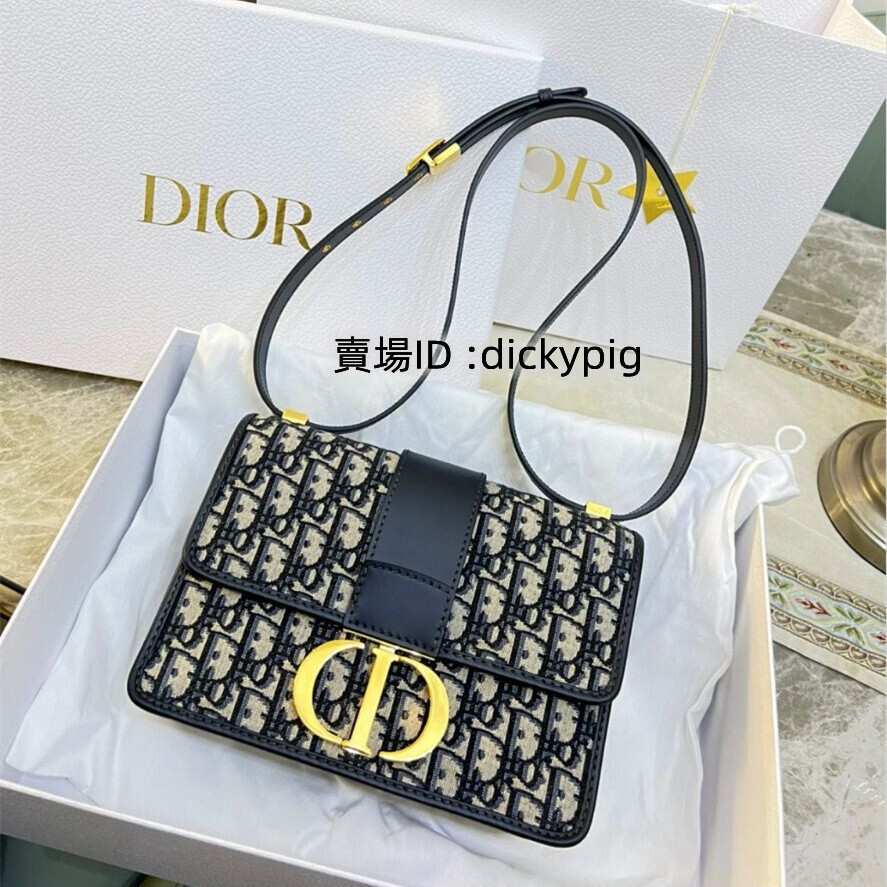 二手 DIOR 迪奧 Oblique 30 MONTAIGNE 藍色印花 蒙田包 單肩包 斜背包 鏈條包 免運