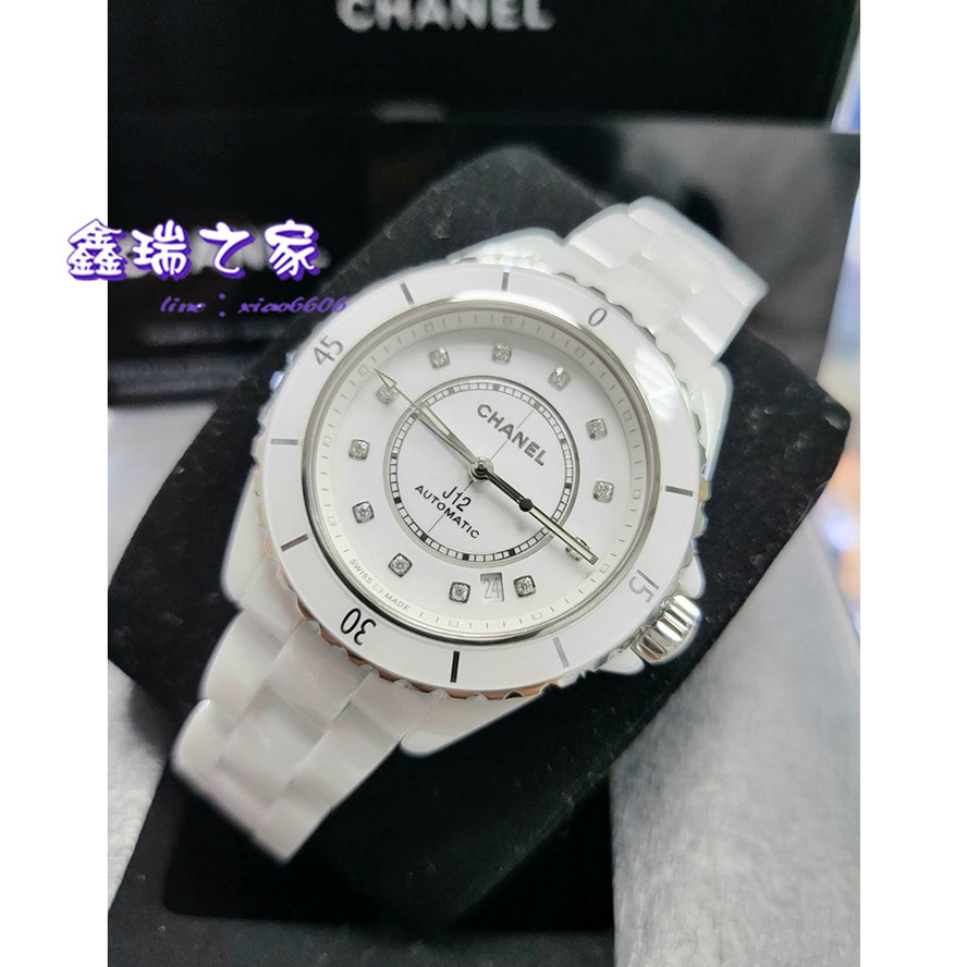 CHANEL 香奈兒 J12 H5705 38MM 白陶瓷 透背 自動 鑽石 22.03 h5700 h5702