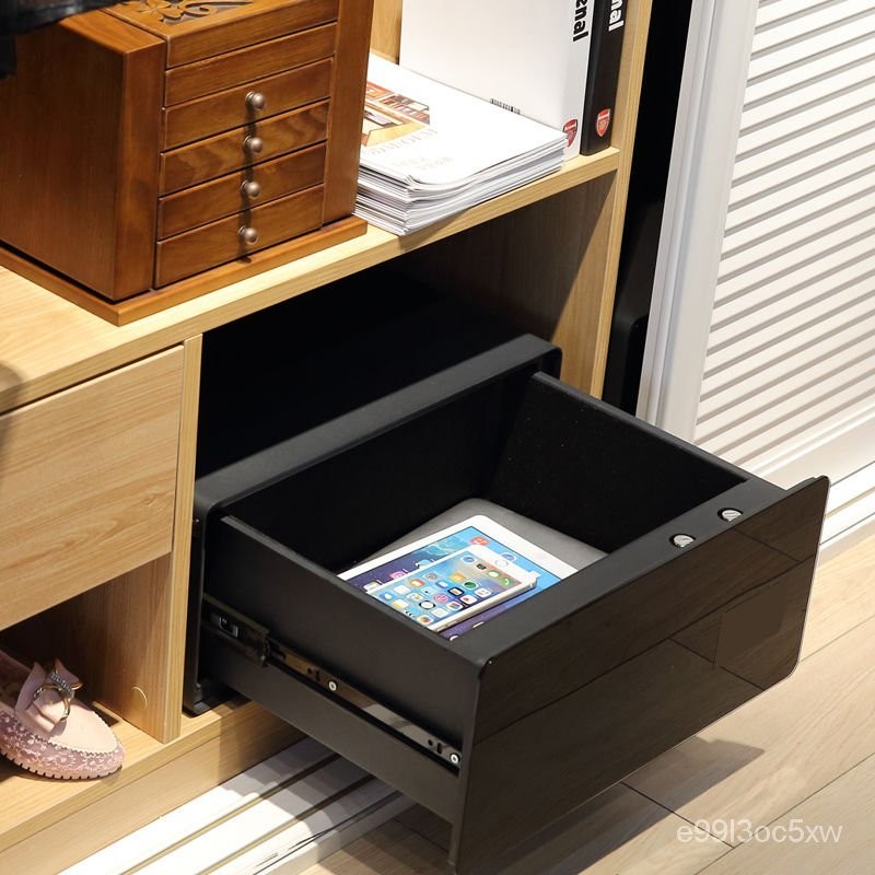 免運下殺 破損補發 保險櫃 隱藏式 智能指紋抽屜保險櫃 保險櫃傢用小型隱藏式指紋密碼抽屜保險箱全鋼防盜辦公保管箱 傢用保