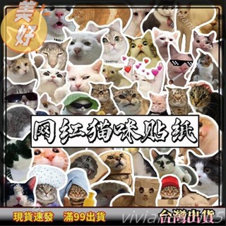 50張搞笑貓咪表情包貼紙可愛網紅萌寵筆記本手機殼電腦裝飾貼畫
