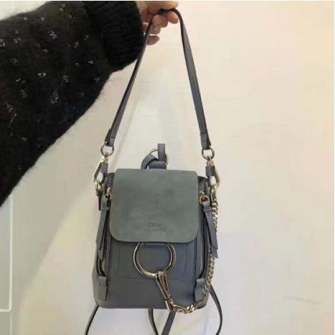 二手精品 Chloe 3S1232 mini Faye Backpack 迷你 Faye 後背包 灰藍 現貨