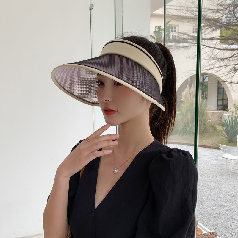 太陽帽女太陽帽韓國女UV防紫外線空頂帽子夏沙灘防曬騎車戶外會變色遮陽帽