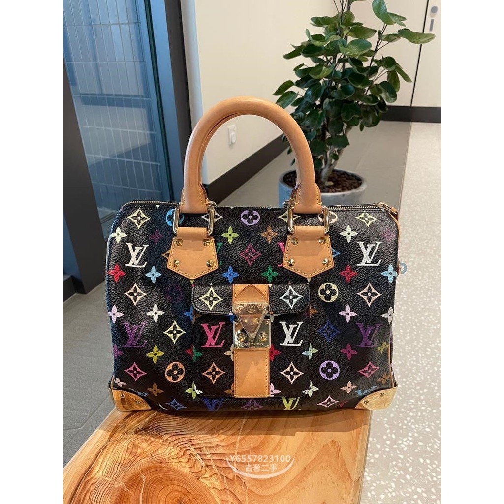 二手便宜出 LOUIS VUITTON 村上隆 LV SPEEDY 30 黑彩 手提包 限量版