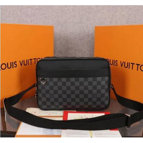 二手精品 LV 路易威登 N40087相機包 棋盤格拉鏈男側背 肩背斜挎包 休閒男包