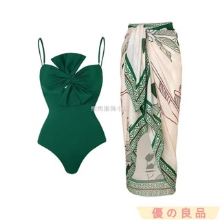 台灣出貨 2024新款歐美連體 泳衣 性感外貿度假沙灘ins套裝裙泳裝