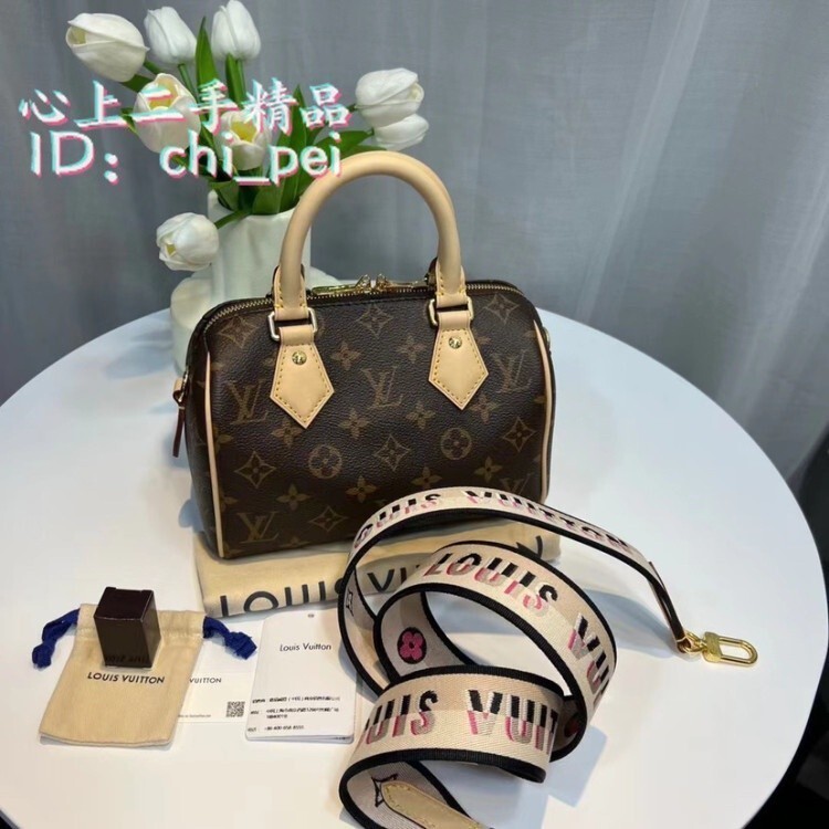 二手 LV 路易威登 Monogram Speedy 20CM 枕頭包 波士頓包 黑色 M45948 桃紅色M45957