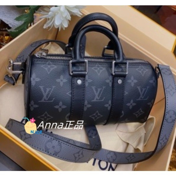 二手免運 LV Monogram KEEPALL XS M45947 黑灰 手提包 斜背包 枕頭包 波士頓包 男士老花