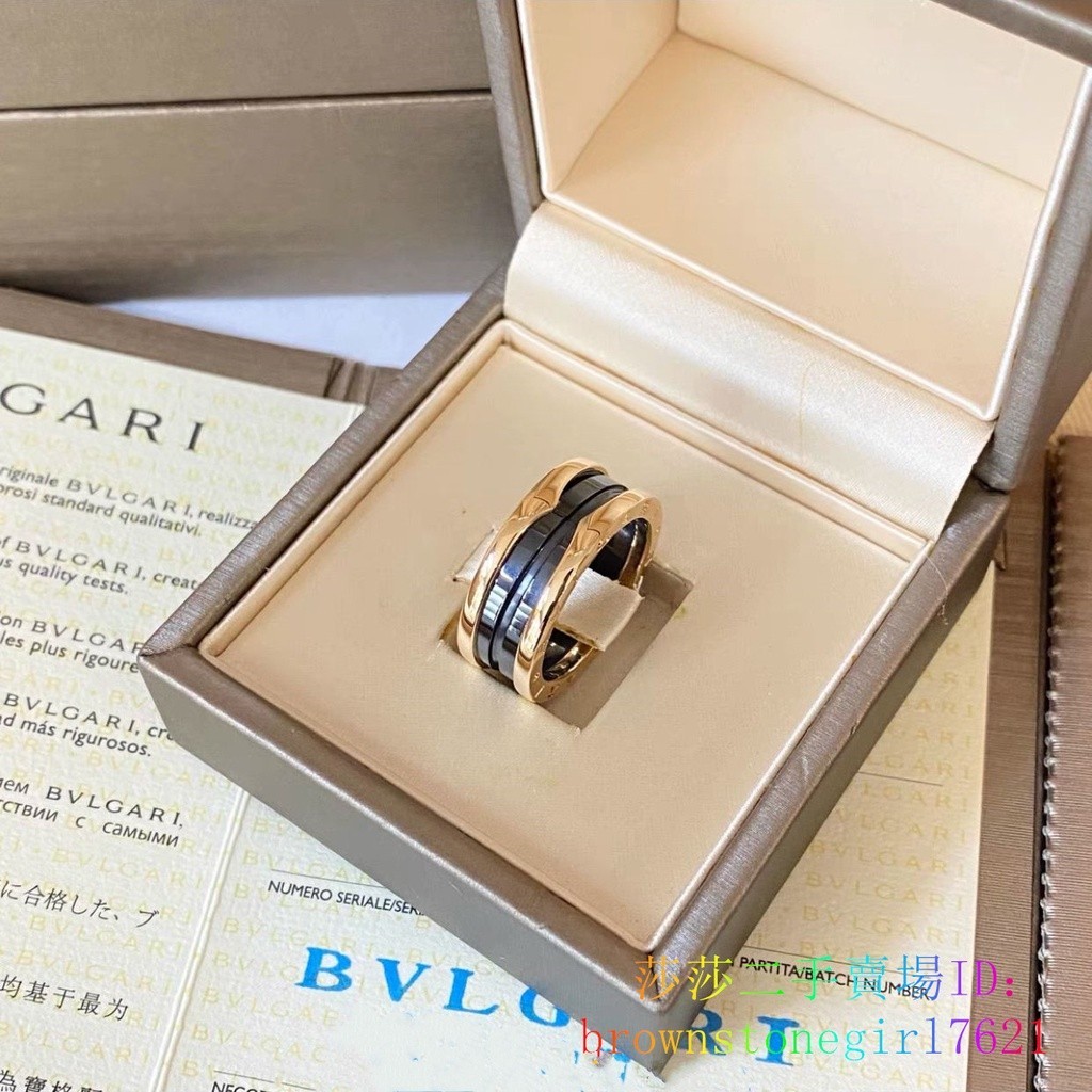 現貨二手 Bvlgari 寶格麗 B.ZERO1 系列 18K玫瑰金 黑色陶瓷 戒指 寬版 情侶戒指 AN855962