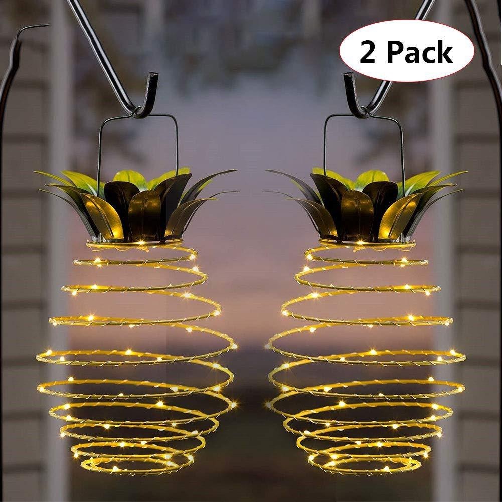 【免運發貨】2023太陽能菠蘿燈鐵燈籠led銅線燈串戶外防水花園裝飾吊燈