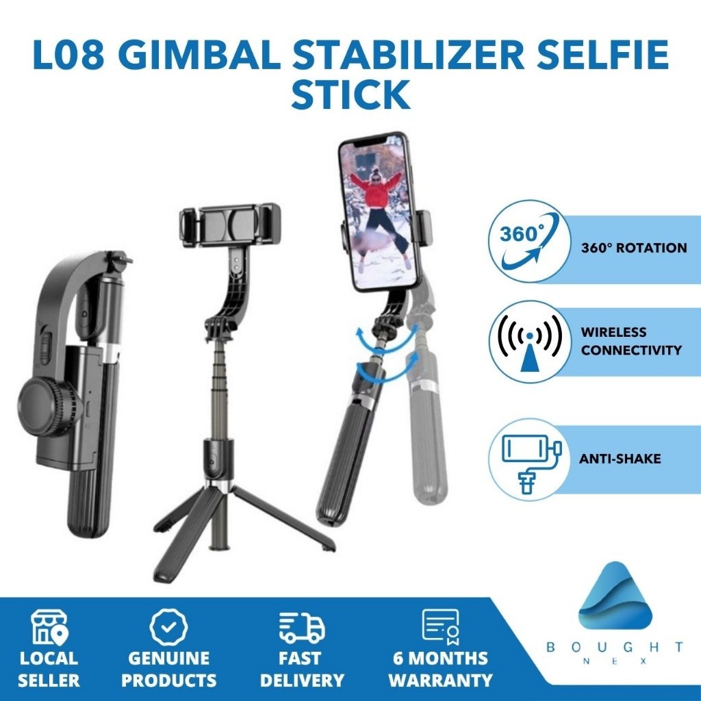丸子精選L08 Gimbal Stabilizer Selfie Stick Tripod Mobile Phone H