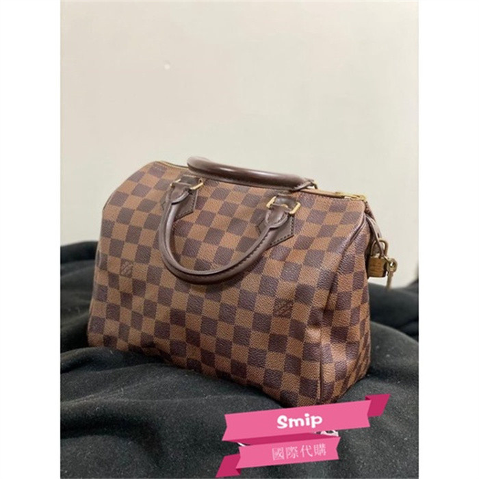 現貨+免運 LV Speedy 25 附背帶 手提包 棋盤格 N41374