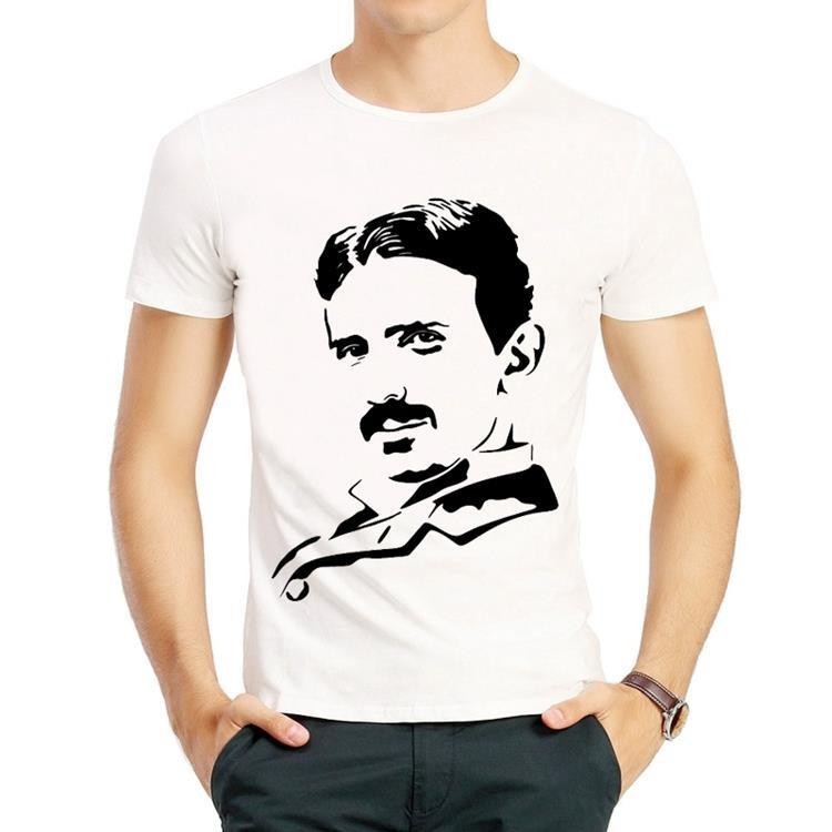 尼古拉特斯拉T恤白色短袖圓領寬松衣服男女 Nikola Tesla T-shirt