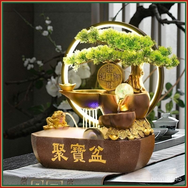 ❤❤新款【招財進寶聚寶盆金蟾招財流水盆 流水擺件 招財擺飾 開運 風水招財流水組風水擺件 開幕送禮 入厝禮物流水聚寶盆