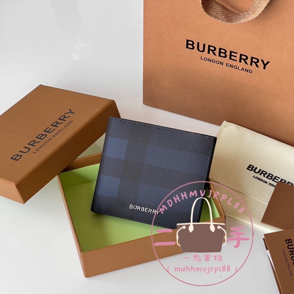 精品 99新 二手 BURBERRY 博柏利 BURBERRY logo 男士對折短夾/皮夾/錢包