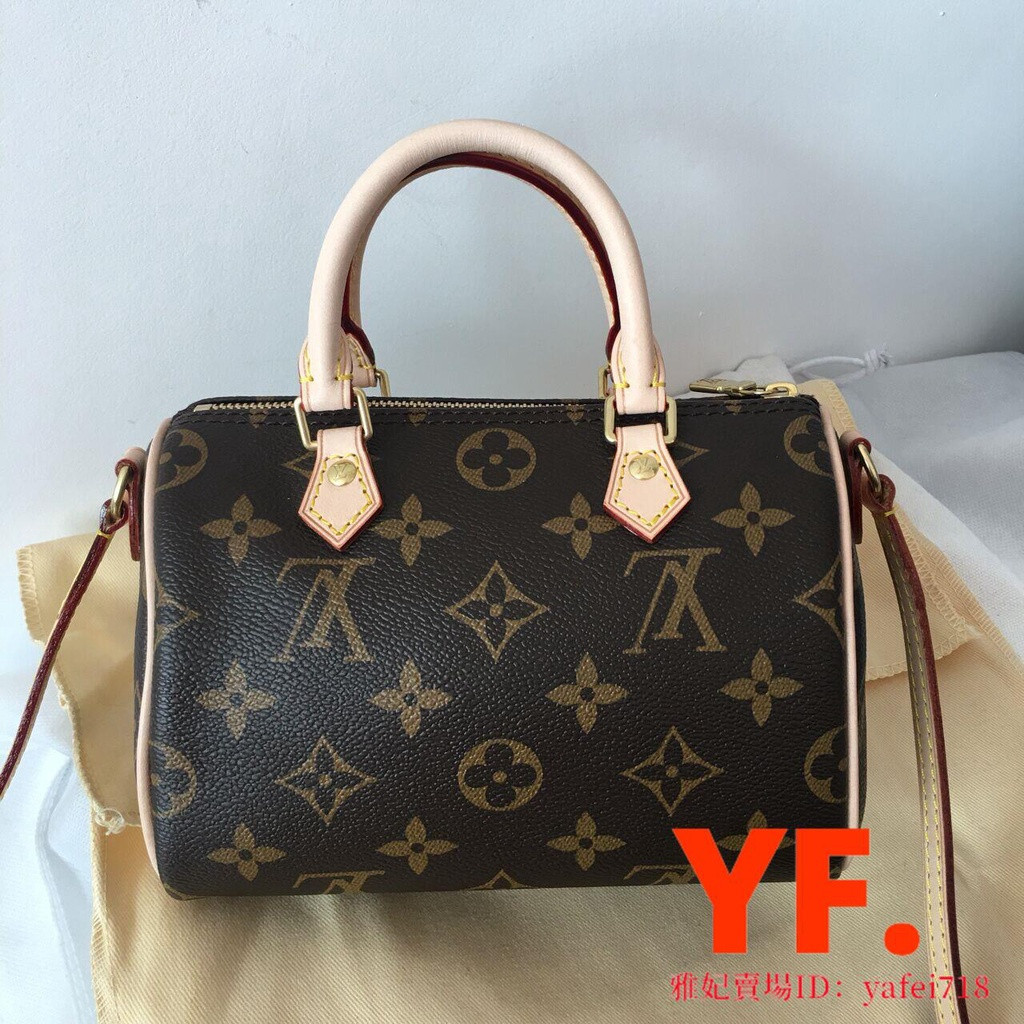 【雅妃二手】LV 路易威登 Monogram Nano Speedy 經典老花迷你 枕頭包 肩背包 斜背包 M61252