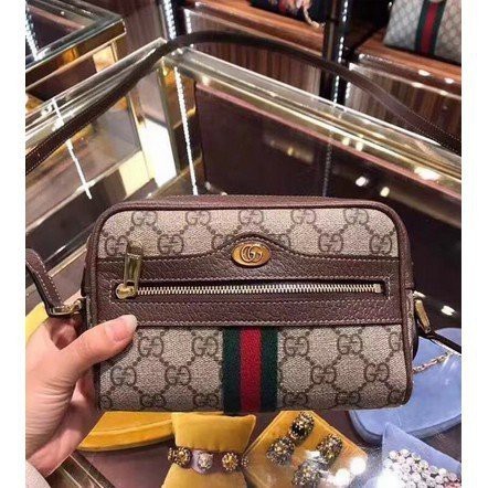 二手正品 GUCCI Ophidia GG logo 綠紅綠 古銅金 gg 小包 517350