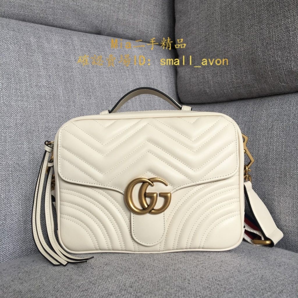 Mia二手 GUCCI 古馳 GG Marmont matelassé 肩背包 手提包 498100 紅色 /裸色 現貨