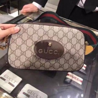 二手 GUCCI GG Supreme messenger 476466相機包 虎頭包 防水布 黃色