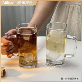 ⭐臺灣熱賣⭐簡約ins風條紋玻璃杯帶把吸管直身方杯牛奶杯飲料杯奶昔杯咖啡杯水杯 馬克杯 陶瓷 卡通