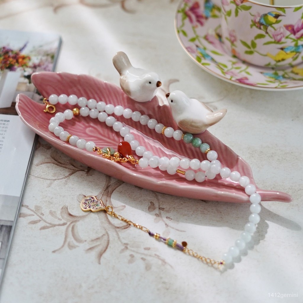 小鳥陶瓷點心盤珠寶首飾收納盤創意可愛置物架肥皂碟輕奢高檔擺盤