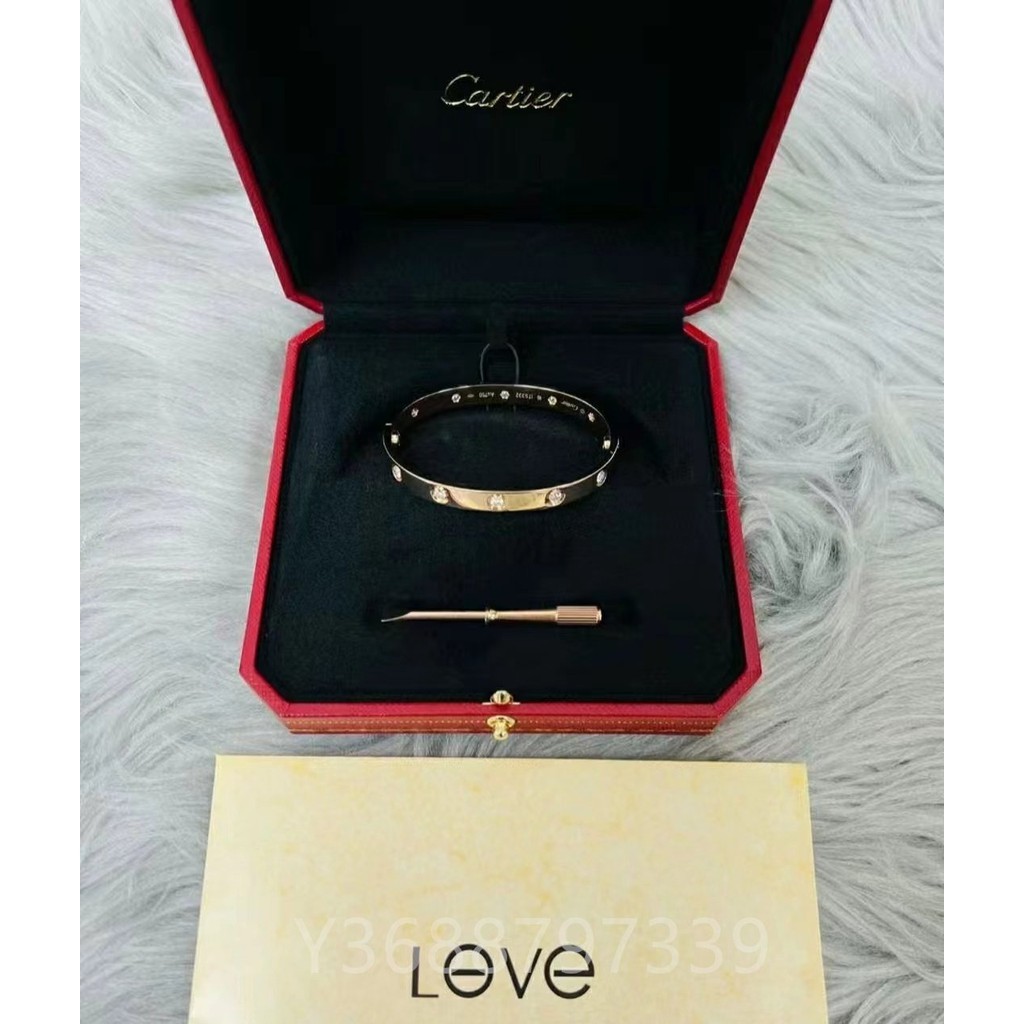 二手精品 Cartier 卡地亞 Love系列B6040617 手鐲 18K玫瑰金 10顆鑽版 手環