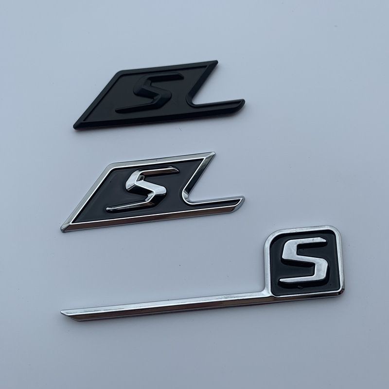 熱銷 汽車賓士BENZ AMG改裝S AMG車標C63S標誌尾標 亮黑色 亞黑色 紅色電鍍 標貼 字標 S標貼排量標尾標