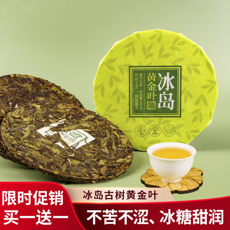 免運 【買一送一】雲南普洱生茶餅冰島古樹黃金葉240g頭春茶生普洱茶葉