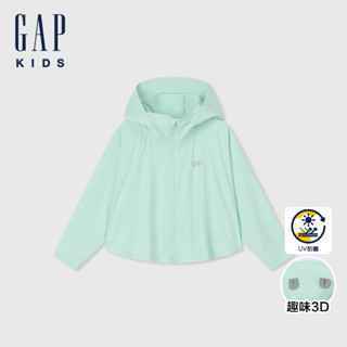 Gap 女幼童裝 Logo熊耳造型防曬連帽外套-淺綠色(465371)