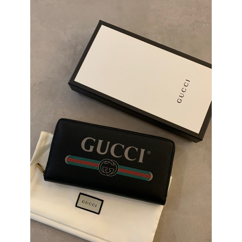 二手新款/精品Gucci 經典 綠紅織帶logo設計 男生 拉鍊長夾 限時優惠