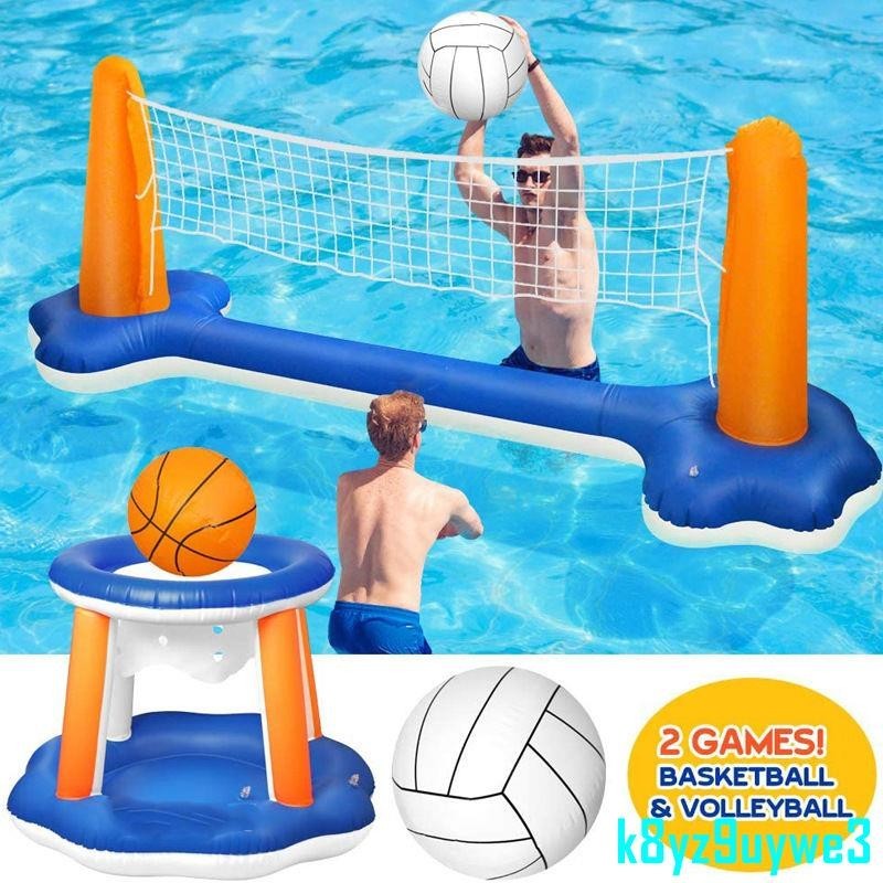 熱賣*成人兒童親子游泳池戲水充氣排球籃球架手球門水上活動海灘玩具