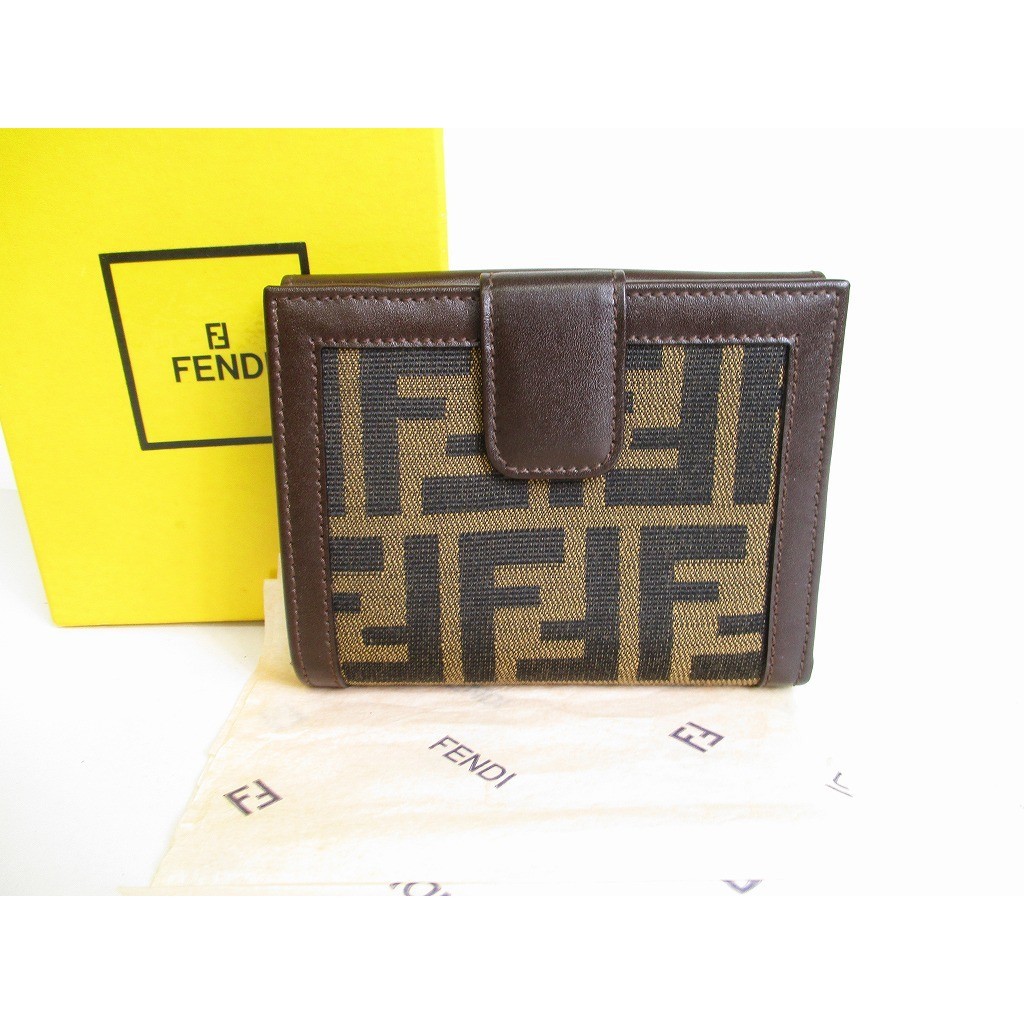 Auth FENDI Zucca Bifold Wallet Compact Wallet #9002