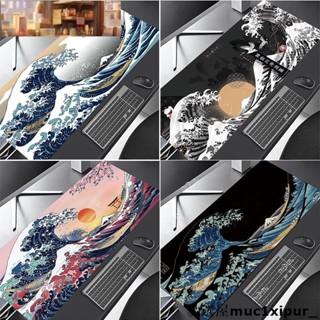 熱銷~~Great Wave Off Kanagawa XXL 滑鼠墊黑色抽像大型遊戲墊日本 80x30 藝術桌電腦滑鼠
