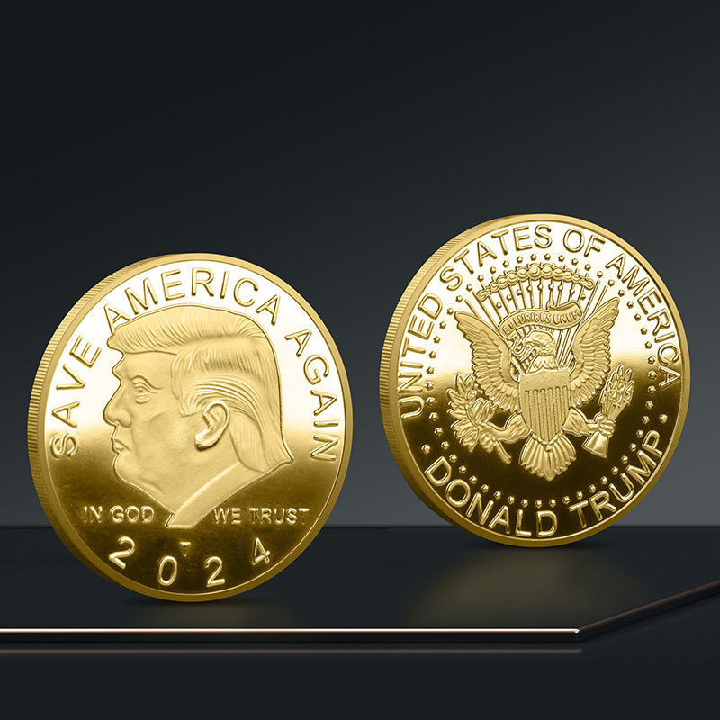 ✨世界各地紀念幣✨古硬幣收藏❤2024美國前總統川普紀念幣特朗普Trump金銀色外國紀念章熱銷禮品