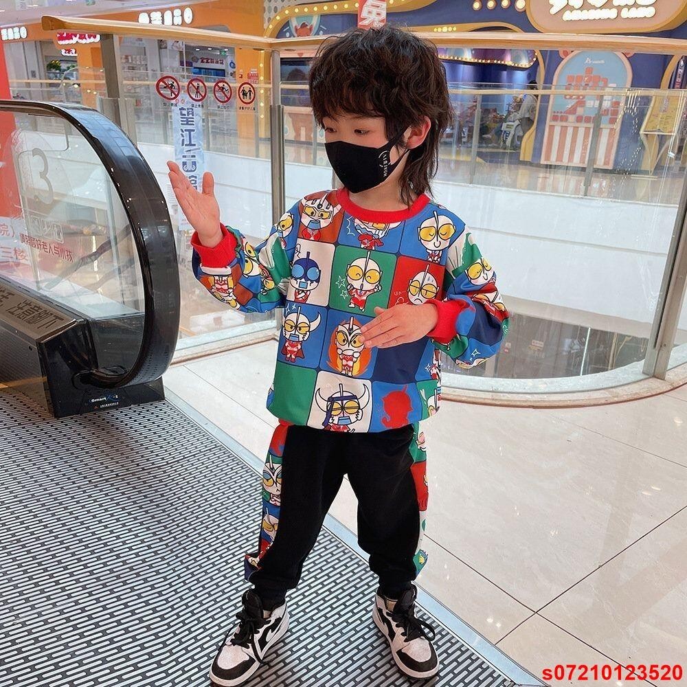 台灣熱賣男童大學T套裝 兒童奧特曼衣服童裝 超人力霸王服裝 超人衣服