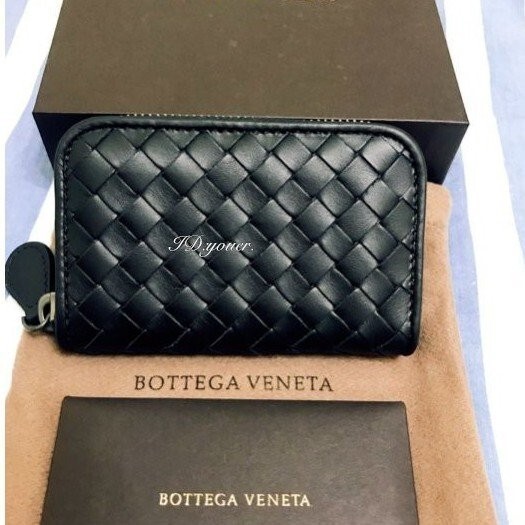 二手精品 BOTTEGA VENETA BV 黑色編織 零錢包 卡夾