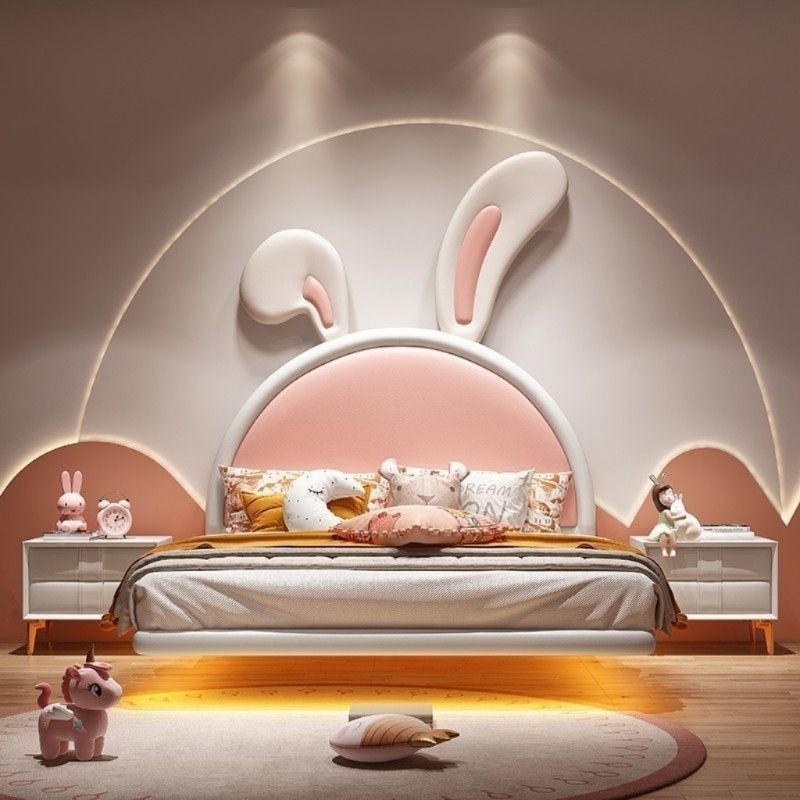 🌟熱銷新款🌟 床架組 組合床架 單人床架 輕奢網紅兔子帶燈款姐妹床女生臥室床公主風1.2米1.5床組床架 雙人床