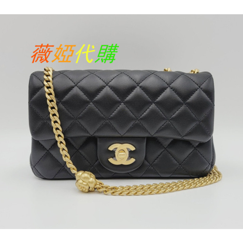 CHANEL 香奈兒 限量款 AS4041 經典口蓋包 23S CF 20CM 山茶花調節釦 羊皮 肩背包二手