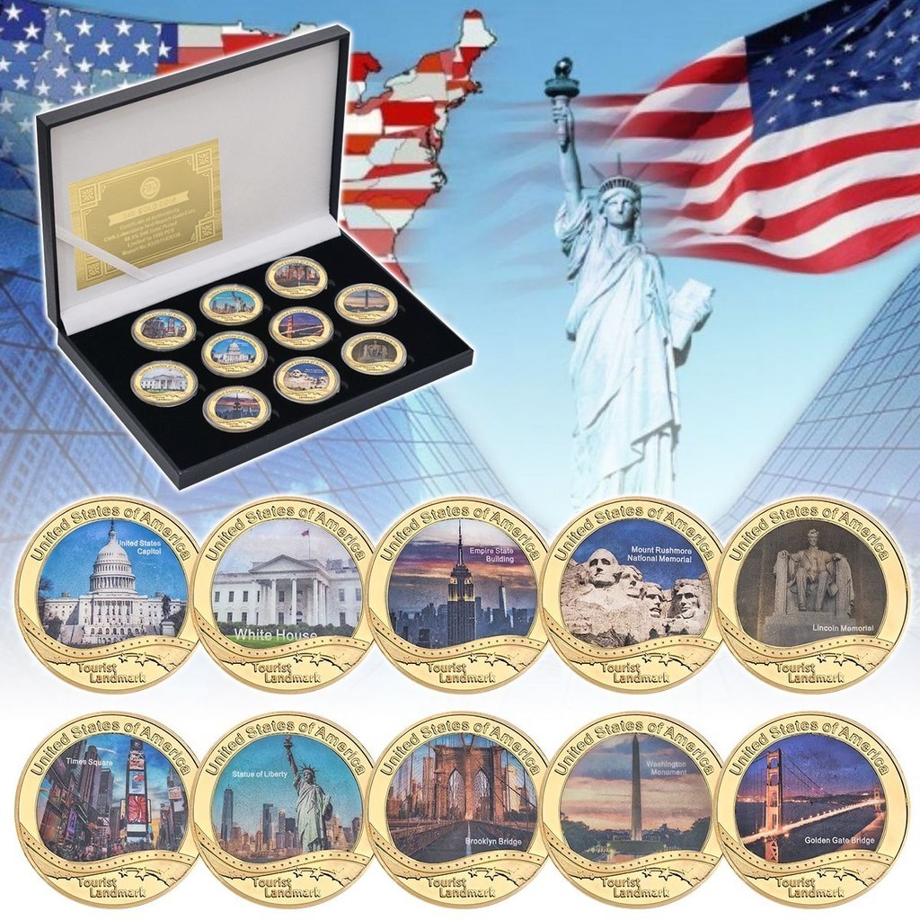 ✨世界各國紀念幣✨古硬幣收藏❤美國建筑紀念幣金屬紀念章收藏紀念周年徽章送朋友禮物幸運硬幣