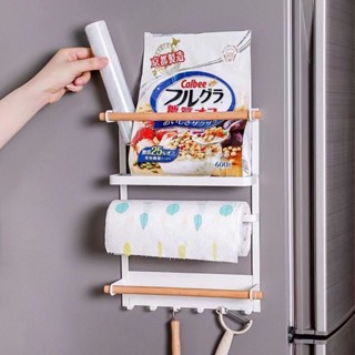日式簡約磁吸冰箱掛架 收納架 側壁置物架 強磁鐵捲紙巾架 保鮮袋儲物架 廚房收納側壁置物架