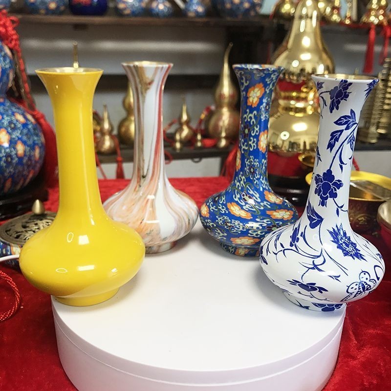 新款工廠批發價銅花瓶 純銅擺件復古新中式仿陶瓷青花瓷景泰藍小花瓶 客廳插花裝飾